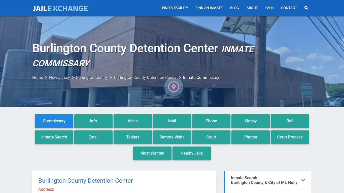 Burlington County Detention Center Inmate Commissary